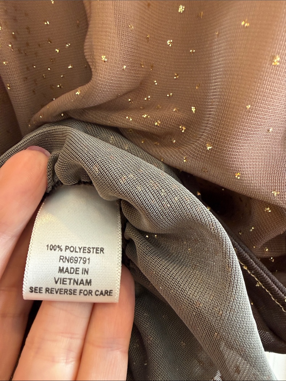 Dressbarn Taupe/Gold to Black Ombre Sparkle Blouson Top - Picture 3 of 7